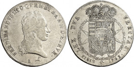 Firenze 
Ferdinando III di Lorena, 1790-1801 e 1814-1824. I periodo: 1790-1801. Francescone 1793, AR 27,20 g. Galeotti IV, 2/3. MIR 405/2.
Molto rar...
