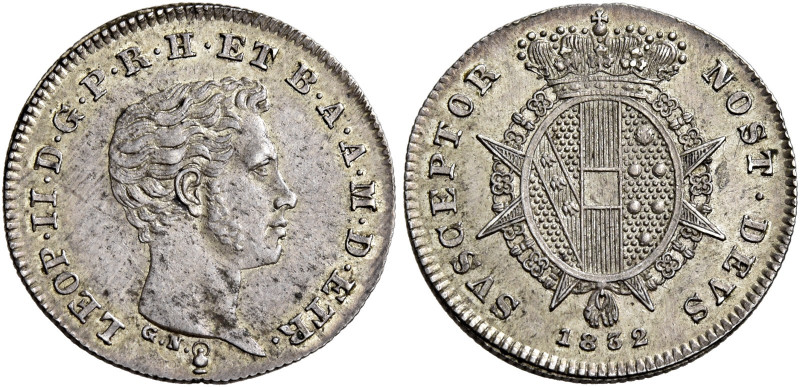 Firenze 
Leopoldo II di Lorena, 1824-1859. Mezzo paolo 1832. Pagani 156. MIR 45...