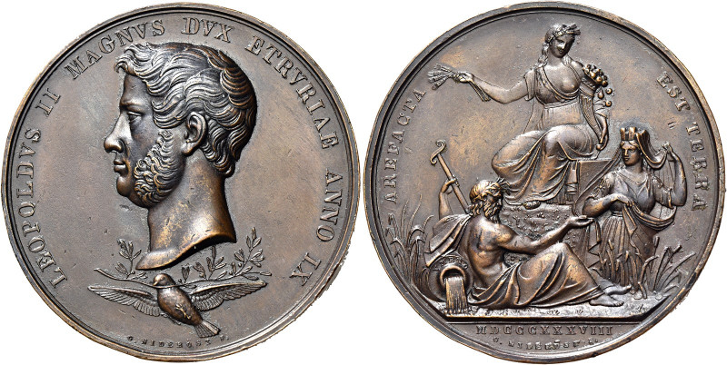 Firenze 
Leopoldo II di Lorena, 1824-1859. Medaglia anno IX/1838, Æ 68,55 g. – ...