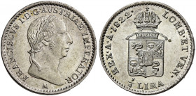Milano 
Francesco I d’Asburgo-Lorena, 1815-1835. Quarto di lira austriaca 1822. Pagani 153. Crippa 9/A. MIR 508/1.
Fdc