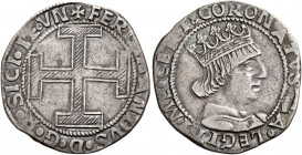 Napoli 
Ferdinando I d’Aragona, 1458-1494. Coronato, AR 3,82 g. Pannuti-Riccio 15. MIR 68. Vall-Llosera i Tarrés 123d.
Graffietti, altrimenti BB