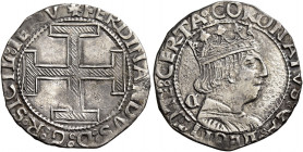 Napoli 
Ferdinando I d’Aragona, 1458-1494. Coronato, AR 3,50 g. Sigla C gotica dietro al busto. Pannuti-Riccio 15i. MIR 68/10. Vall-Llosera i Tarrés ...