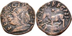 Napoli 
Federico III d’Aragona, 1496-1501. Cavallo, Æ 1,52 g. Busto a s. e cavalllo a s. Pannuti-Riccio 21. MIR 110/13. Vall-Llosera i Tarrés EI/b2 (...