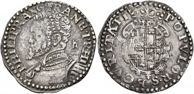 Napoli 
Filippo II di Spagna, 1554-1598. I periodo: principe di Spagna e re di Napoli, 1554-1556. Tarì, AR 5,92 g. Sigla IBR (Giovan Battista Ravasch...