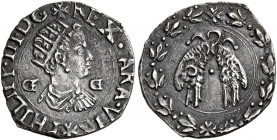 Napoli 
Filippo III di Spagna, 1598-1621. Mezzo carlino, AR 1,38 g. Sigle GF dietro la testa e GI davanti. Pannuti-Riccio 30a. MIR 216/1.
Patina di ...