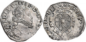 Napoli 
Filippo IV di Spagna, 1621-1655. Tarì 1622, AR 5,87 g. Sigle MC / C (Michele Cavo m.d.z. e Francesco Antonio di Costanzo m.d.p.). Pannuti-Ric...