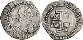 Napoli 
Filippo IV di Spagna, 1621-1655. Da 15 grana 1647, AR 3,55 g. Sigle GAC / N (Giovanni Andrea Cavo m.d.z. e Germano de Novellis m.d.p.). Pannu...