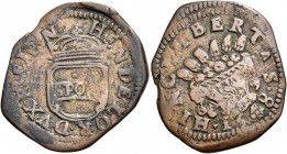 Napoli 
Repubblica Napoletana, 1647-1648. Grano 1648, Æ 4,89 g. Sigle GA / C (Giovanni Andrea Cavo m.d.z., 1636-1649) e simbolo 9. Pannuti-Riccio 4. ...