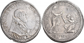 Roma 
Innocenzo X (Giovanni Battista Pamphilj), 1644-1655. Piastra anno VI, AR 31,00 g. Muntoni 12a. Berman 1814. MIR 1775/8 (questo esemplare illust...