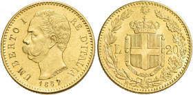 Savoia 
Umberto I re d’Italia, 1878-1900. Da 20 lire 1882. Pagani 578. MIR 1098e.
q.Fdc