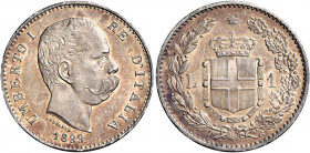 Savoia 
Umberto I re d’Italia, 1878-1900. Lira 1899. Pagani 606a. MIR 1103g.
Patina iridescente, Fdc