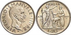 Savoia 
Vittorio Emanuele III re d’Italia, 1900-1946. Da 20 lire 1927/VI. Pagani 672. MIR 1128b.
q.Fdc