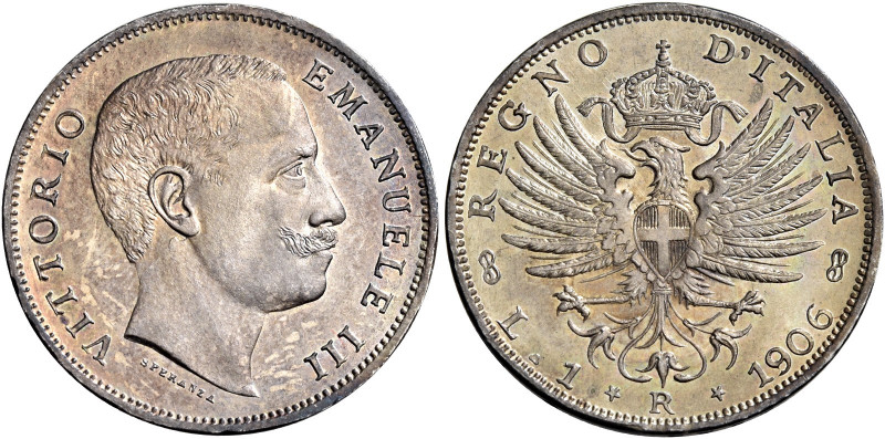 Savoia 
Vittorio Emanuele III re d’Italia, 1900-1946. Lira 1906. Pagani 766. MI...