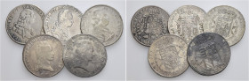Lotto di cinque monete. Granducato di Toscana. Francesco II di Lorena. II periodo: granduca e imperatore, 1745-1765. Francescone 1765. MIR 361/9. Piet...