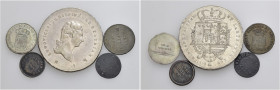 Lotto di cinque monete. Regno d’Etruria. Ludovico I di Borbone, 1801-1803. Francescone 1803. MIR 435/5. Da 10 quattrini 1801, 1802. MIR 416, 418. Quat...