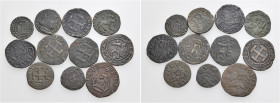 Lotto di undici monete. Regno di Napoli. Ferdinando I d’Aragona, 1458-1494. Tornese. MIR 80. Cavallo. MIR 84/6. Federico III d’Aragona, 1496-1501. Ses...