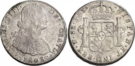 Bolivia 
Carlo IV, 1788-1808. Da 8 reales 1808 Potosì. Calicó 732.
Spl