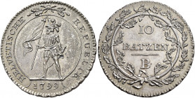 Svizzera 
Repubblica, 1798-1803. Da 10 batzen o franco 1799 Berna, AR 7,58 g. HMZ II 1187b.
Spl