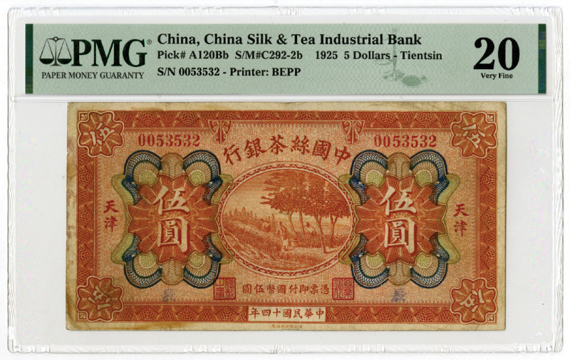 China Silk & Tea Industrial Bank, 1925 "Tientsin" Branch Issue Banknote
China. ...