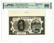 Bank of China, 1917, $1 "Tientsin" Branch Issue Specimen Banknote Rarity.