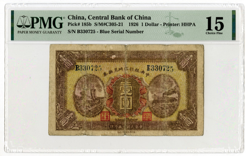 Central Bank of China, 1926 "Top Pop" Issue Banknote
China. 1926. 1 Dollar, P-1...