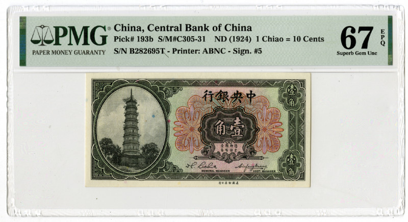 Central Bank of China, ND (1924) "Top Pop" Issue Banknote
China. ND (1924). 1 C...