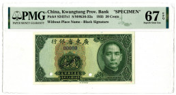 Kwangtung Provincial Bank, 1935 "Top Pop" "Without Place Name" Specimen Banknote