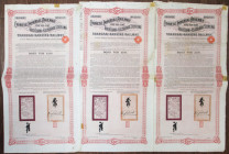 Chinese Imperial Railway Gold Loan, Shanghai-Nanking Railway, 1907, £100 I/U  Bond Trio