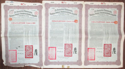 Kaiserlich Chinesische Tientsin-Pukow-S.A. 1908, £20  I/U  Bond Trio