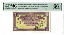 Banco Nacional Ultramarino - Japanese Admin., ND (1944) Issued Banknote.