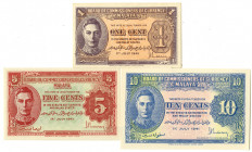 Board of Commissioners of Currency, Malaya, 1941-1945 Trio of Issued Banknotes