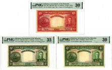 Government of the Bahamas. 1936 (ND 1947) Issue Banknote Trio.