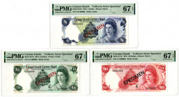 Cayman Islands Currency Board. 1974 "Top Pop" Specimen Banknote Trio.