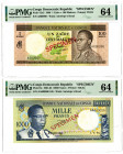 Banque Nationale du Congo Specimen Banknote Pair, ca. 1960s