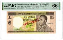 Banque Nationale du Congo. 1968  Specimen Banknote.