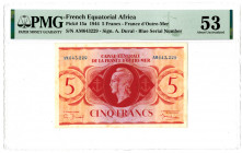 Caisse Centrale de la France d'Outre-Mer. 1944 Issue Banknote.