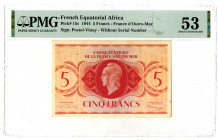 Caisse Centrale de la France d'Outre-Mer. 1944 Issue Banknote.