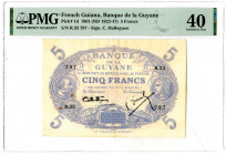 Banque de la Guyane. 1901 (ND 1922-47) Issue Banknote.