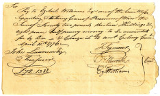 Revolutionary War Connecticut, 1776 Promissory Note Issued to Ezekiel Williams for Prisoners of War Care