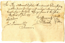 Revolutionary War Connecticut, 1777 Promissory Note for Wages and Mileage Returning from Captivity