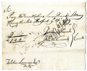 Revolutionary War Connecticut, 1779 Promissory Note Signed by Oliver Wolcott Jr. and John Lawrence