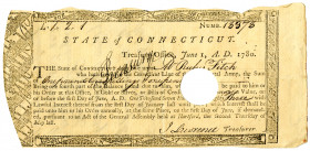 State of Connecticut, 1780 Treasury Office "Continental Army" Payment