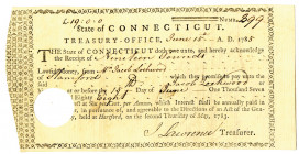 State of Connecticut, 1785 Treasury Office Note for Loan