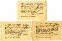 State of Connecticut, Pay-Table Office, 1781 Tax Trio Signed by Fenn Wadsworth