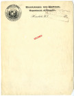 Republic of Hawaii, Department of Finance, 1890's Specimen Letterhead.