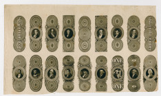 Fairman, Draper, Underwood & Company Proof Sheet of Obsolete Banknote Counterfoils ca. 1820-30's.