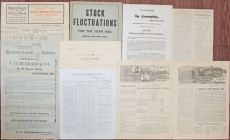 New York Assembly 1834 Stock Broker Regulations, 1880s to 1904 Bond & Stock Quotes, and 1850's Lottery Information Flier Assortment.