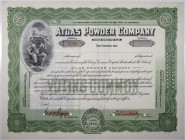 Atlas Powder Co., 1912 Specimen Stock Certificate