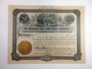 Rampart City Gold Mines Co., 1905 Issued Alaska Mining Stock Certificate.