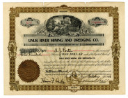 Unuk River Mining and Dredging Co. 1908 I/U Stock Certificate.